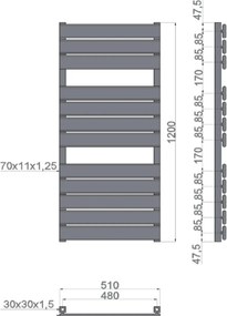 Karag Marcello 1200 50x120 - Θερμαντικό σώμα μπάνιου