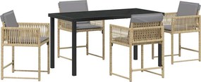 vidaXL Σέτ φαγητού για κήπο 5 pcs Μπεζ συνθετικό ρατάν