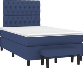 vidaXL Κρεβάτι Boxspring με Στρώμα Μπλε 120x190 εκ. Υφασμάτινο