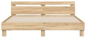 vidaXL Πλαίσιο Κρεβατιού με Κεφαλάρι/LED Sonoma δρυς 180x200 εκ.