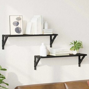 VidaXL Ράφια Τοίχου 2 τμχ. Μαύρη Οξυά 60 x 15 x 15,5 cm