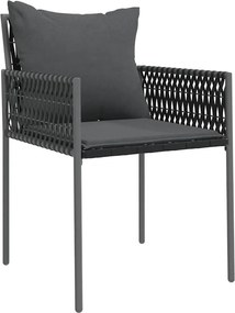 vidaXL Σέτ φαγητού για κήπο 9 pcs Μαύρο και Γκρι Ράτα PE