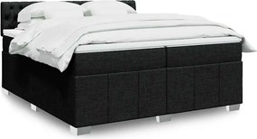 vidaXL Κρεβάτι Boxspring με Στρώμα Μαύρο 200x200 εκ. Υφασμάτινο