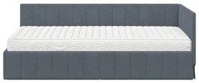 vidaXL Κρεβάτι Γωνίας με στρώμα Σκούρο γκρι 100 x 200 cm Βελούδο