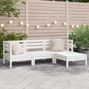 vidaXL Garden Lounge Set 3-θέσια Λευκό πεύκο Solid pine wood