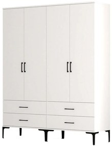 Ντουλάπα Τετράφυλλη Kumsal 845HCT5488 160x47,5x201,4cm White Four Door