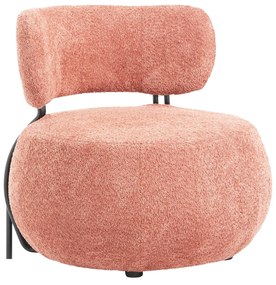 LOUNGE CHAIR ROUND KARSEN  PINK BOUCLE FABRIC 79x78,5x76Hcm.