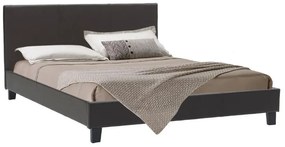 Επενδυμένο Κρεβάτι Nevil διπλό 150x200 PU σκούρο καφέ ματ 156x212x87 εκ.