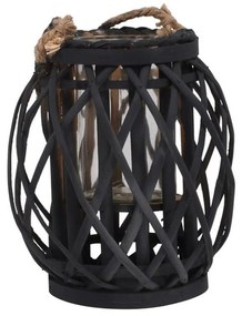 Φανάρι Amare 722-123-025 19x34cm Black Glass,Bamboo
