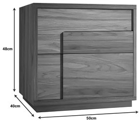 Κομοδίνο Inget pakoworld mdf σε καρυδί απόχρωση 50x40x48εκ (1 τεμάχια)