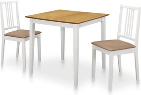 vidaXL Σετ Τραπεζαρίας 3 Τεμαχίων Λευκό από MDF