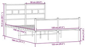 Πλαίσιο Κρεβατιού Χωρ. Στρώμα Sonoma Δρυς 120x190 εκ Επ. Ξύλο - Καφέ