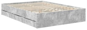 vidaXL Σκελετός Κρεβατιού Σκυρόδεμα Γκρι 135 x 190 cm Μηχανήματος Ξύλο