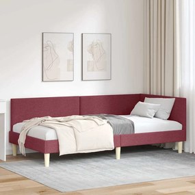 vidaXL Κρεβάτι Γωνίας Άλλο Μπορντό 100 x 200 cm Ύφασμα και Έργο ξύλου