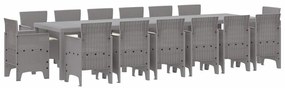 vidaXL Σέτ φαγητού για κήπο 15 pcs Ανοιχτό γκρι Rattan Polt