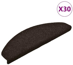 vidaXL Πατάκια Σκαλιών Αυτοκόλλητα 30 τεμ. 65x21x4 εκ. Σκούρο Καφέ Ημίστρογγυλά Μεγάλα