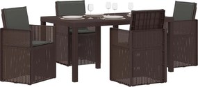 vidaXL Σέτ φαγητού για κήπο με μαξιλάρι 5 pcs Καφέ και Ανθρακί PP