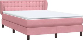vidaXL Κρεβάτι Boxspring με Στρώμα Ροζ 140x210 εκ. Βελούδινο