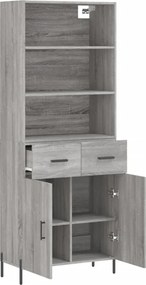 vidaXL Ντουλάπι Γκρι Sonoma 69,5 x 34 x 180 εκ. Επεξεργασμένο Ξύλο