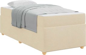 vidaXL Σκελετός Κρεβατιού με στρώμα Κρεμ 90 x 190 cm ύφασμα