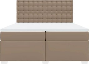 VidaXL Κρεβάτι Boxspring με Στρώμα Καπουτσίνο 200x200εκ.από Συνθ.Δέρμα