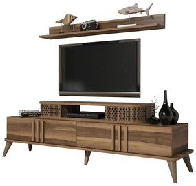 TV COMBO FURNITURE  MELAMINE IN WALNUT COLOR 168x39x51.6Hcm