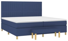 vidaXL Κρεβάτι Boxspring με Στρώμα Μπλε 200x200 εκ. Υφασμάτινο