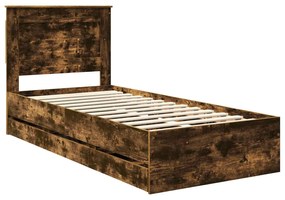 vidaXL Σκελετός Κρεβατιού Καπνιστό Δρύς 100 x 200 cm Μηχανήματος Ξύλο