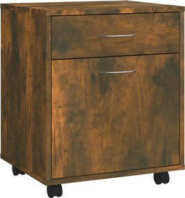 vidaXL Ντουλάπι Με Ροδάκια Καπνιστή Δρυς 45x38x54 εκ. Επεξεργ. Ξύλο