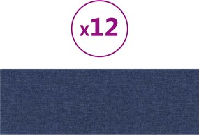 vidaXL Κεφαλάρι Τοίχου 12 pcs 90 x 30 cm Μπλε ύφασμα