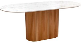Megapap Τραπέζι Borno Φυσικό - Λευκό Εφέ Μαρμάρου 180x89x75 Εκ.
