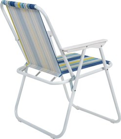 Καρεκλάκι παραλίας-camping Jette pakoworld μπλε ριγέ-λευκό μέταλλο 53x56x73εκ
