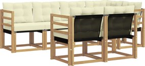 vidaXL Σειρά Καναπέ Εξωτερικού με μαξιλάρι 7 pcs Λευκό και Κρεμ