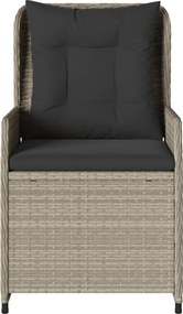 vidaXL Καρέκλες Κήπου Ανακλινόμενες 2 τεμ. Γκρι Συνθ. Ρατάν