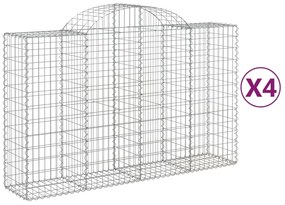 vidaXL Συρματοκιβώτια Τοξωτά 4 τεμ. 200x50x120/140 εκ. Γαλβαν. Ατσάλι