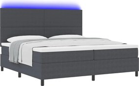 vidaXL LED Κρεβάτι με βάθρο Σκούρο Γκρι και Λευκό 200 x 200 cm