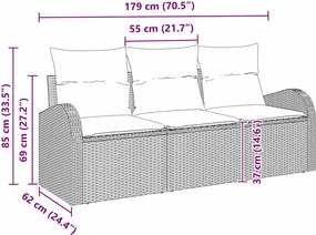vidaXL Σετ Καναπέ Κήπου 3 τμχ. Μπεζ και λευκό Πολυ ράταν