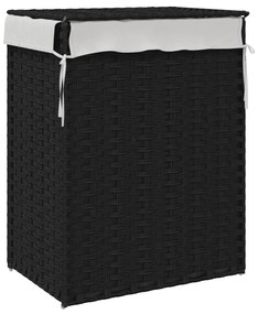 Καλάθι Πλυντηρίου με Καπάκι Μαύρο 46x33x60 εκ. Συνθετικό Ρατάν - Μαύρο