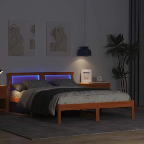 vidaXL Σκελετός Κρεβατιού Καφέ κεριού 140 x 190 cm Μασίφ ξύλο πεύκου