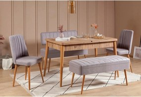 Extendable Dining Table &amp; Chairs Set (5 Pieces) Vina 0701 - 4 - Atlantic, Grey Atlantic Pine
Grey