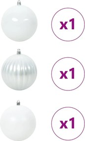 vidaXL Σέτ Χριστουγεννιάτικων Μπαλών XXL 3 pcs Λευκό Πλαστικό