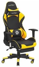 Καρέκλα gaming Berwyn 183, Κίτρινο, Μαύρο, 124x55x60cm, 22 kg, Με μπράτσα, Με ρόδες, Μηχανισμός καρέκλας: Κλίση | Epipla1.gr