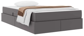 vidaXL Κρεβάτι με αποθηκευτικό χώρο και στρώμα 2 pcs Γκρι Δέρμα