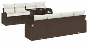 vidaXL Σετ Καναπέ Κήπου με μαξιλάρι 7 pcs Καφέ Πολυ ράταν