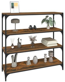 vidaXL Βιβλιοθήκη Καπνιστή Δρυς 100 x 33 x 100 εκ. Επεξ. Ξύλο &amp; Ατσάλι