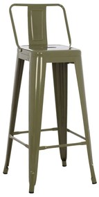 Σκαμπώ Μπαρ Melita HM8643.03 Με Πλάτη 43x43x100cm Olive Μέταλλο