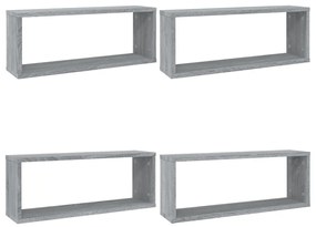vidaXL Ραφιέρες Τοίχου Κύβος 4 τεμ Γκρι Sonoma 60x15x23 εκ. Επεξ. Ξύλο