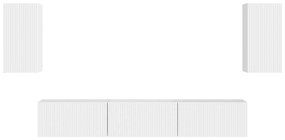 vidaXL Σετ επίπλου τηλεόρασης Επιτοίχιο 3 pcs Υψηλής γυαλάδας λευκό