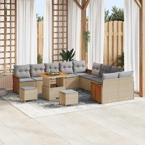 vidaXL Σετ Καναπέ Κήπου 13 pcs μπεζ και ανοιχτό γκρι 80 x 80 x 71 cm