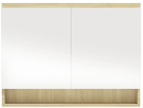 vidaXL Ντουλάπι Μπάνιου με Καθρέφτη 80x15x60 εκ. Λευκό/Δρυς από MDF